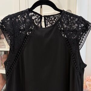 Zara Black Top with Lace Detail